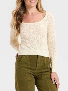 Cream Scoop Neck Pullover Sweater - Universal Thread - NWT